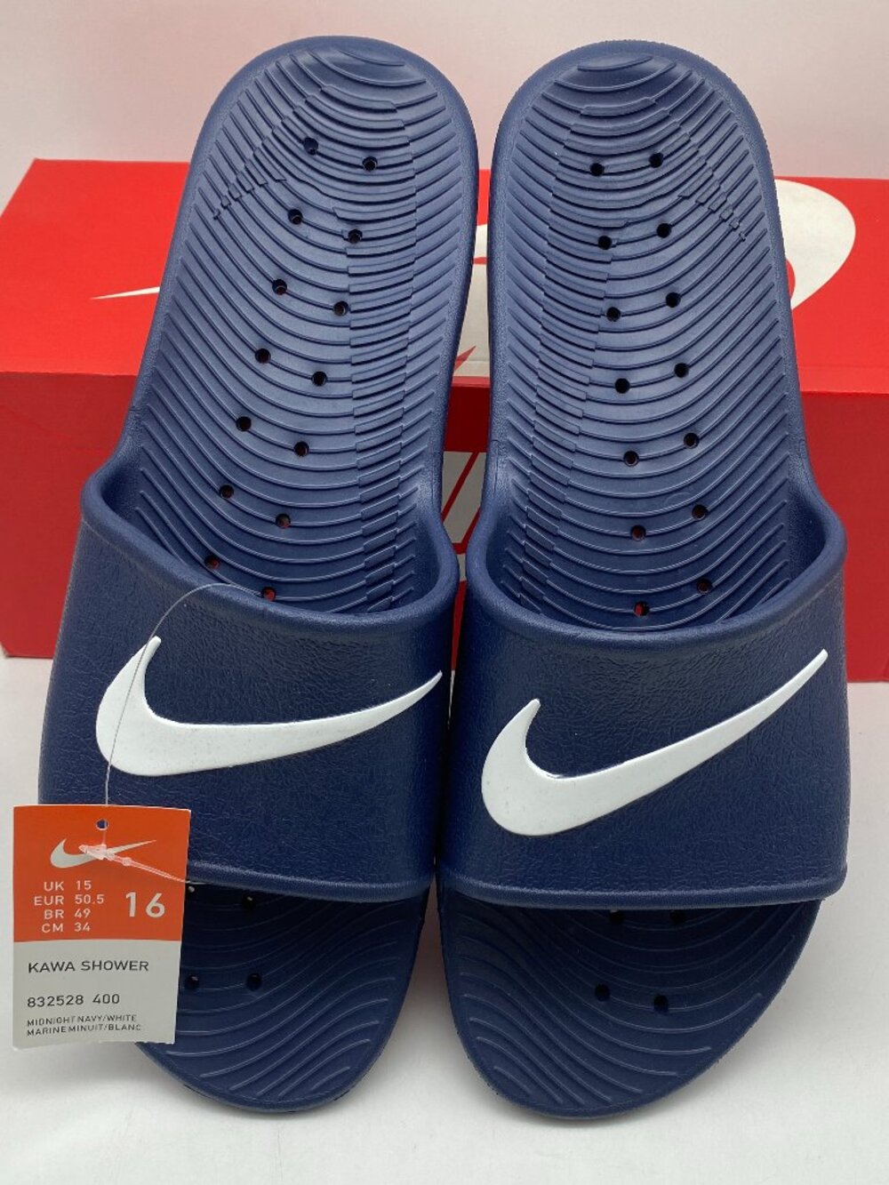NIKE KAWA SHOWER SLIDE SANDAL NAVY/WHITE #832528 400 US MEN SIZE 16